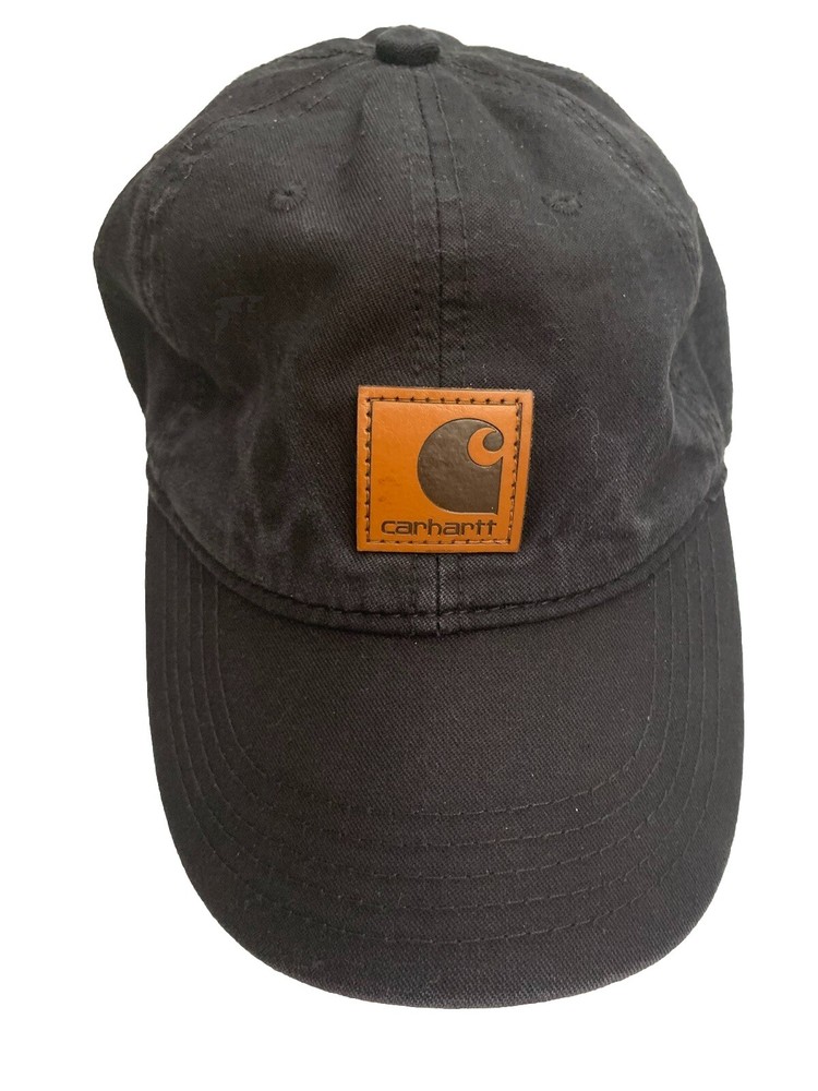 Carhartt Green Canvas Trucker Cap with Leather Logo Strap Back