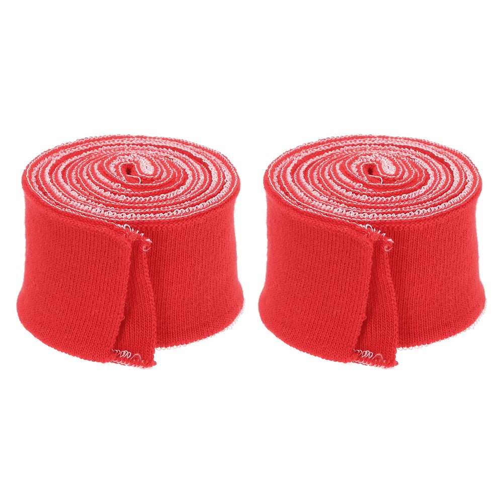 2Pcs 1.5 Inch x 2.6ft Elastic Cuffs Knitted Ribbed Cotton Fabric Red