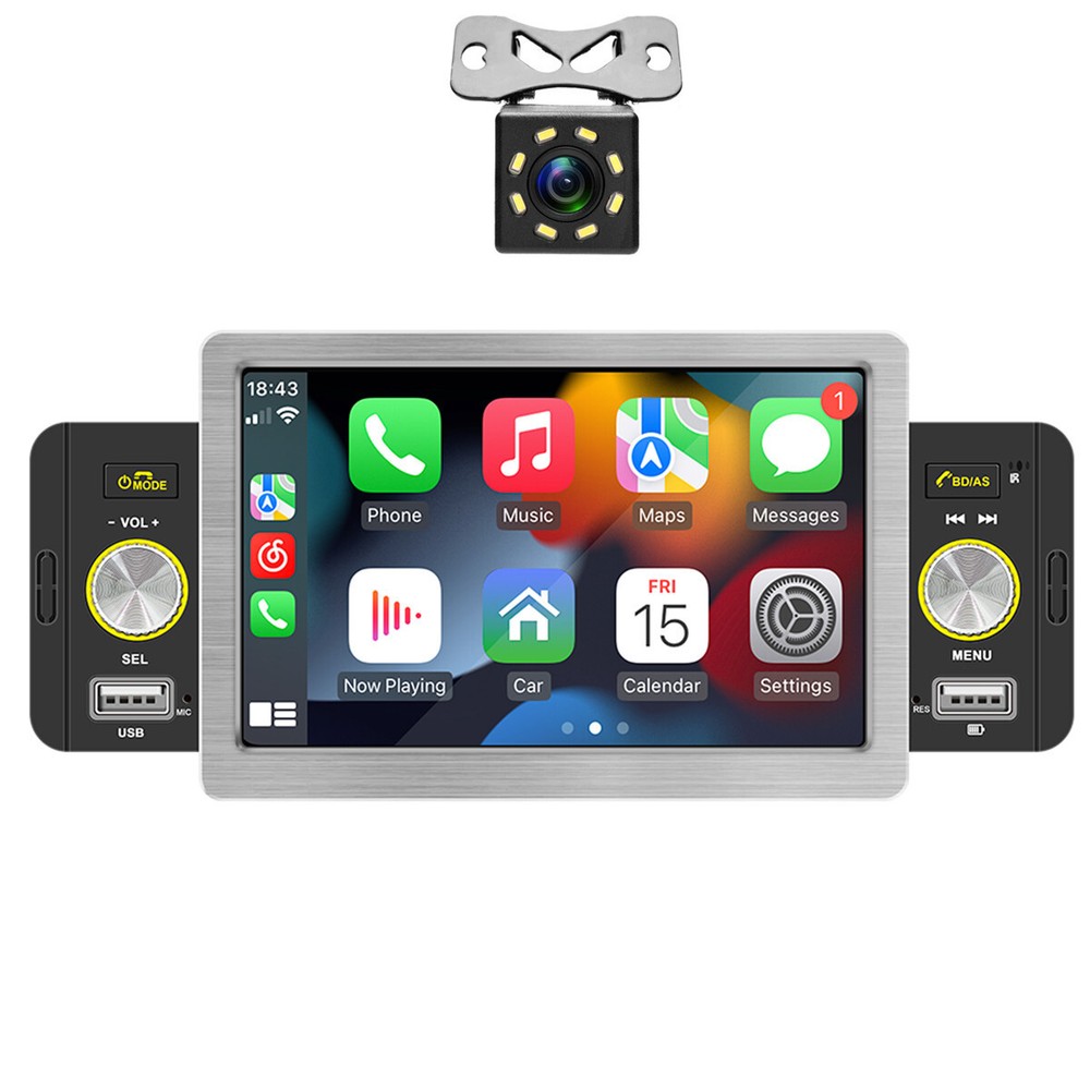 Car Stereo Touch Screen with Apple CarPlay Android Auto Bluetooth Built-in Rear Camera for Enhanced Driving Experience