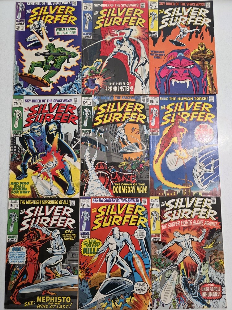 Silver Surfer Silver Age Lot (9) #2-18* NM- FN 1968 John Buscema High Mid Grade