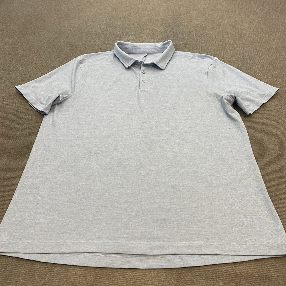 Lululemon Polo Shirt Mens XL Blue Striped Performance Golf Athletic Stretch