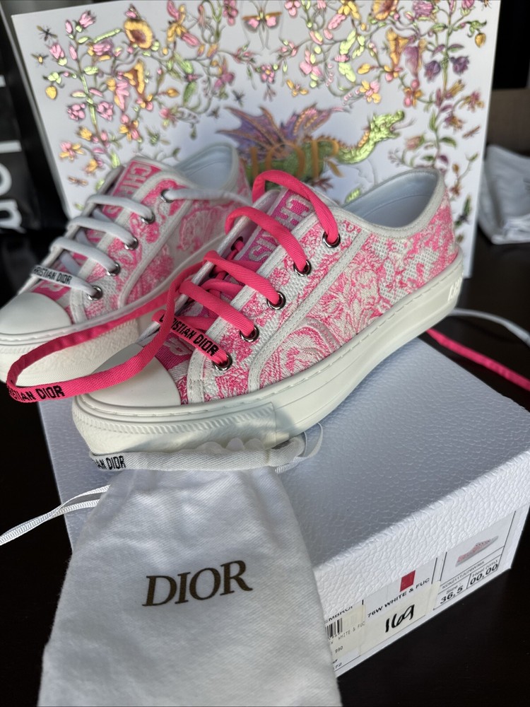Brand New Christian Dior Walk'N'Dior Sneakers Pink White Women's Size 36.5