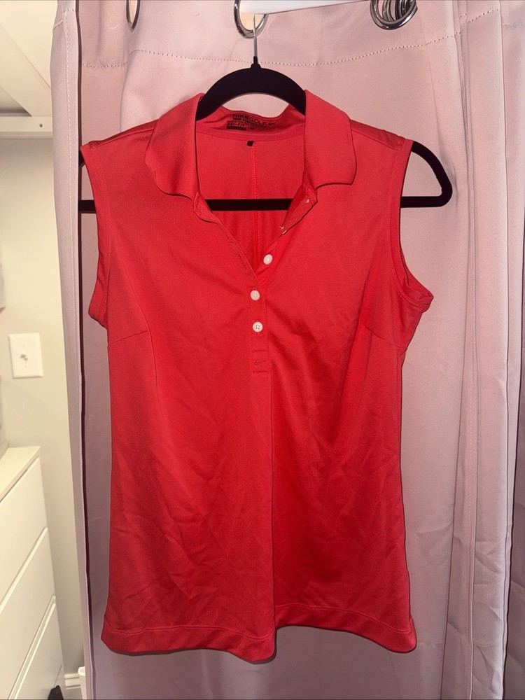 Early 2000s Medium Coral Nike Women’s Dri-fit Sleeveless Golf Polo Shirt