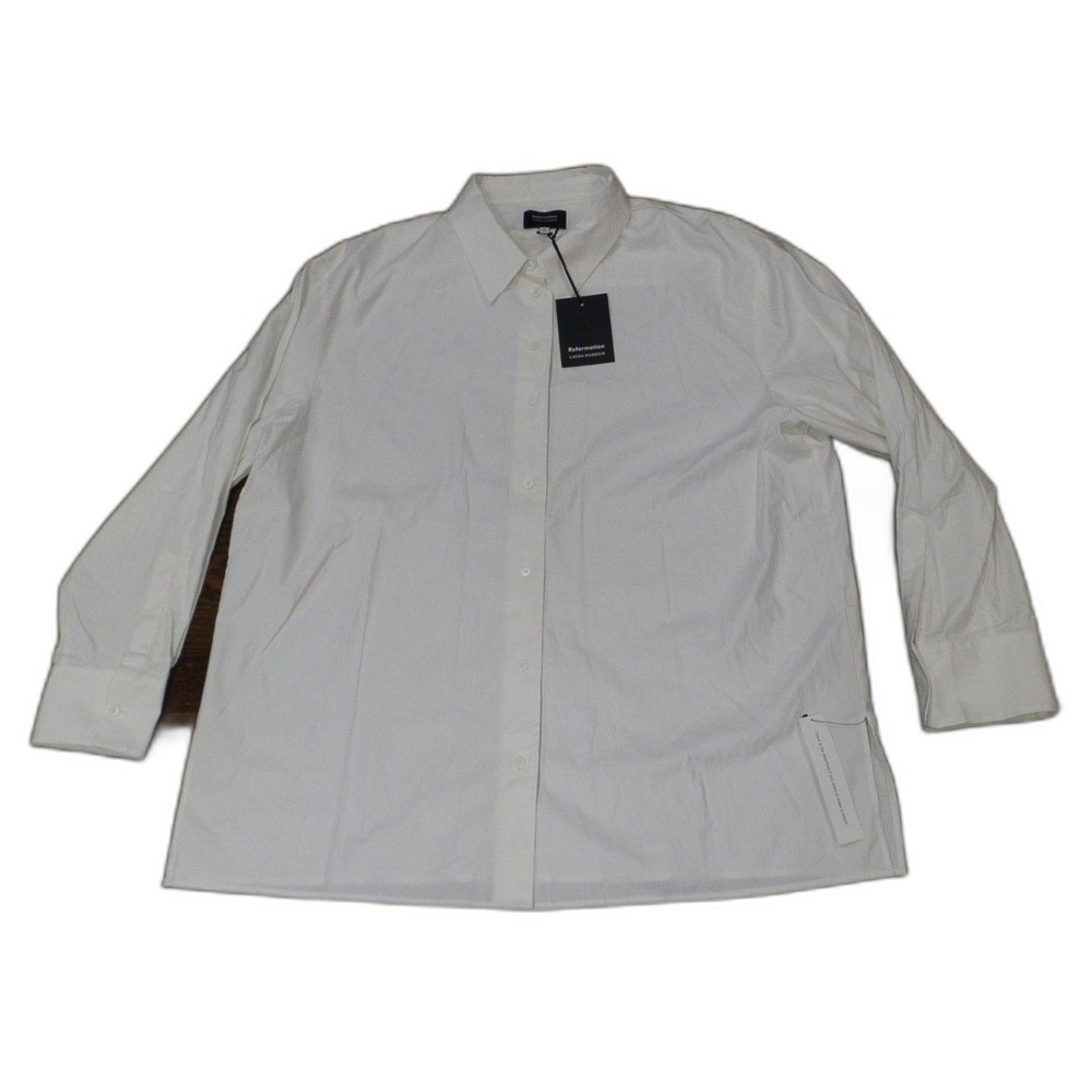 Reformation Laura Harrier Bright White Collins Shirt Women's Size 12 NWT