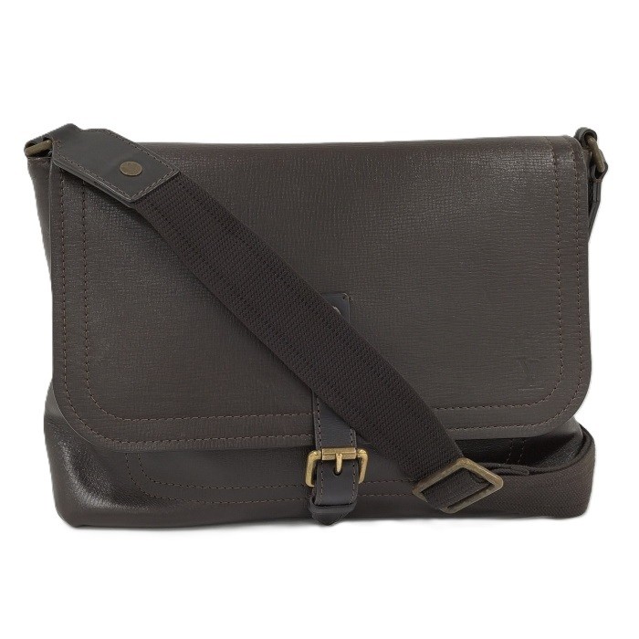 LOUIS VUITTON Utah Omaha Shoulder Bag Leather Dark Brown M97022