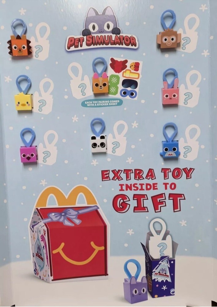 McDonalds Happy Meal 2024 Pet Simulator Roblox Set of 9 Toys W/ Unused Meal Box