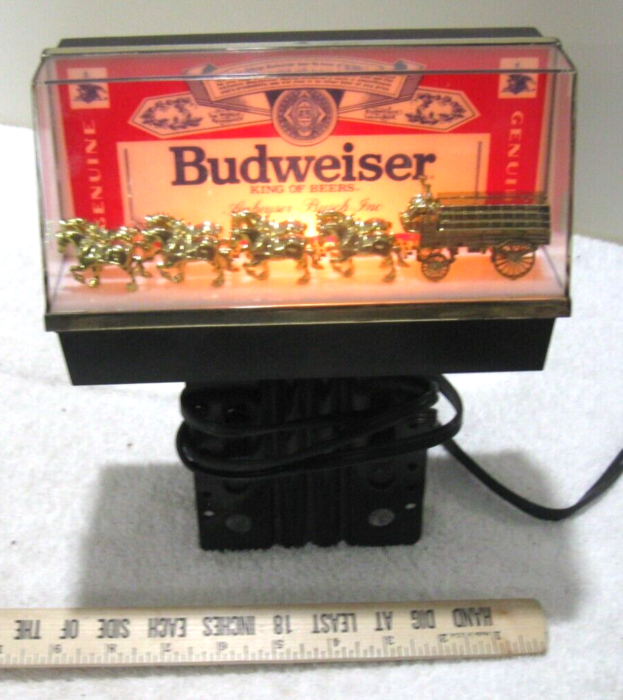 VINTAGE BUDWEISER ADJUSTIBLE LIGHT LIGHTED BEER COLLECTOR MAN CAVE SIGN WORKS