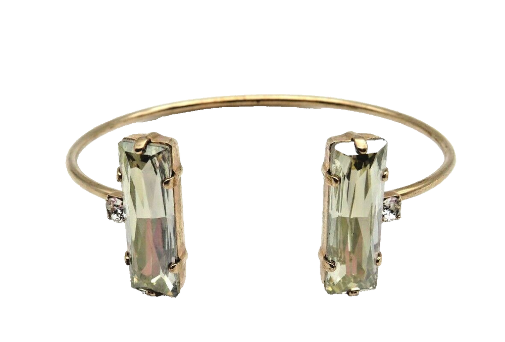 Rose Gold Plated Bangle Cuff Bracelet Large Rhinestones Bling Love Fashion