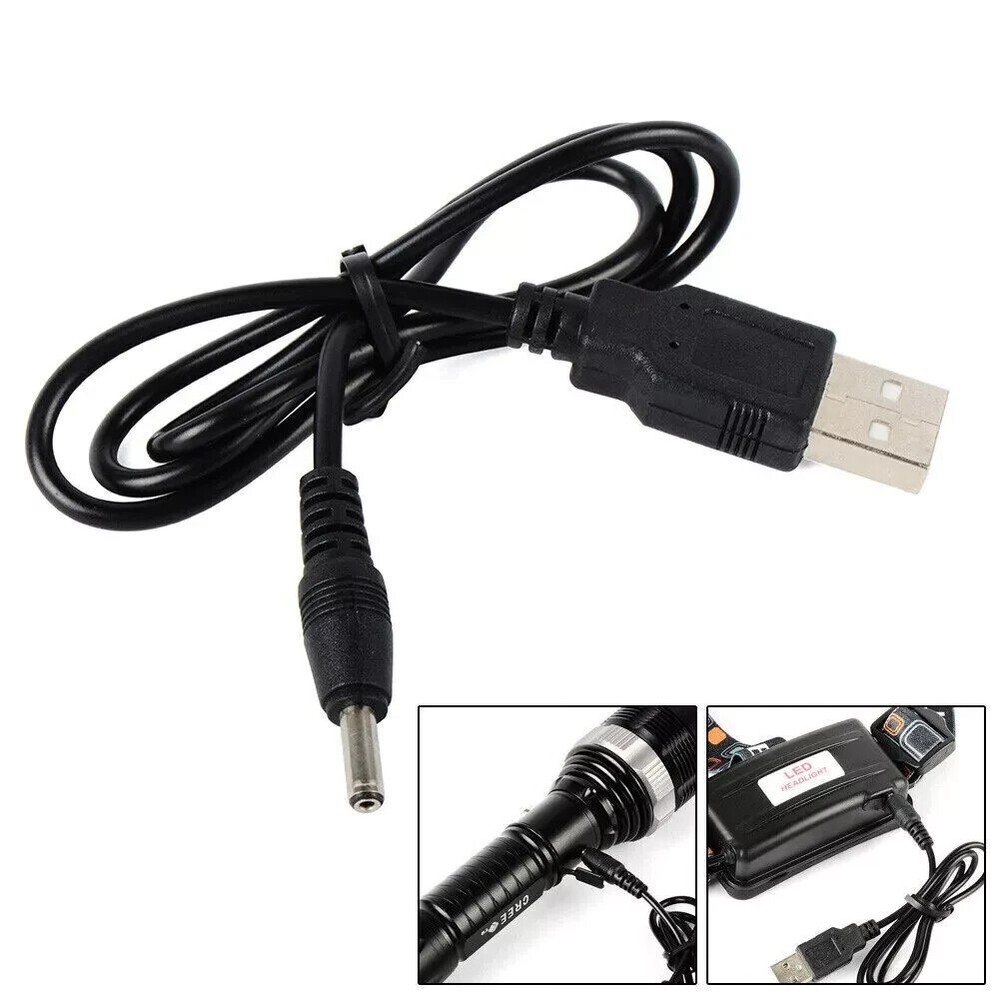 USB to DC 3.5mm 5V charging cable for Rechargeable flashlight headlamp charge US