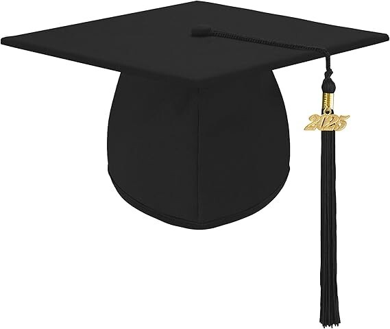 Unisex Adjustable Matte Graduation Cap with Tassel for High School & College