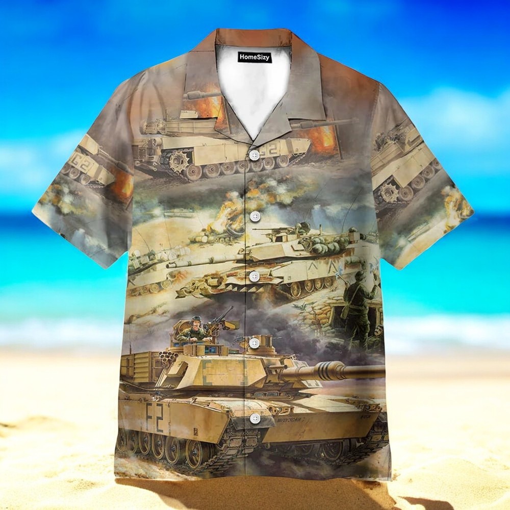 Stylish Abrams Tank Design Hawaiian Shirt for Men and Women Aloha Summer Casual Wear