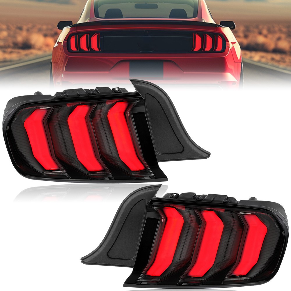 Tail Lights For 2015-2023 Ford Mustang LED Sequential Turn Signal Brake Lamps