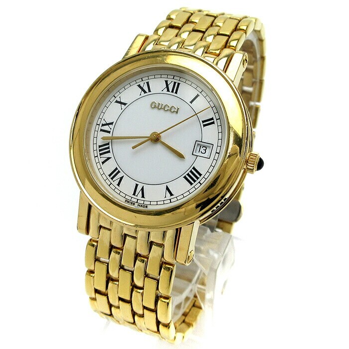 Gucci 7300M Watch Quartz 34mm Men's White Dial Swiss Made Round No Box Japan