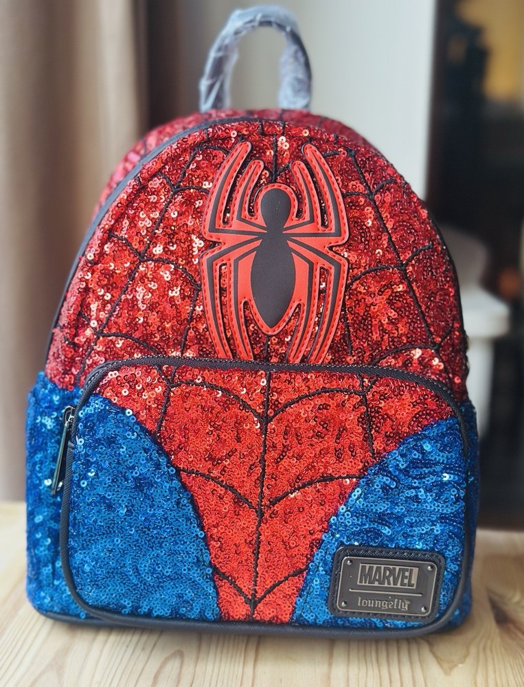Loungefly Marvel Spider-Man Sequin Figural Mini Backpack NWT