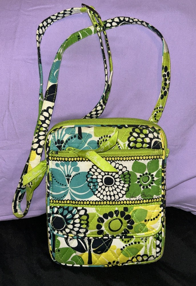 Vera Bradley Mini Hipster Lime's Up Crossbody Bag Green Yellow Teal Flowers