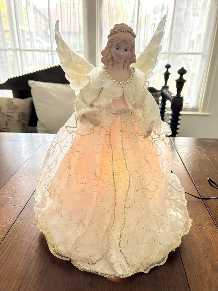 Fiber Optic Antimated Angel Table Tree Topper Vintage