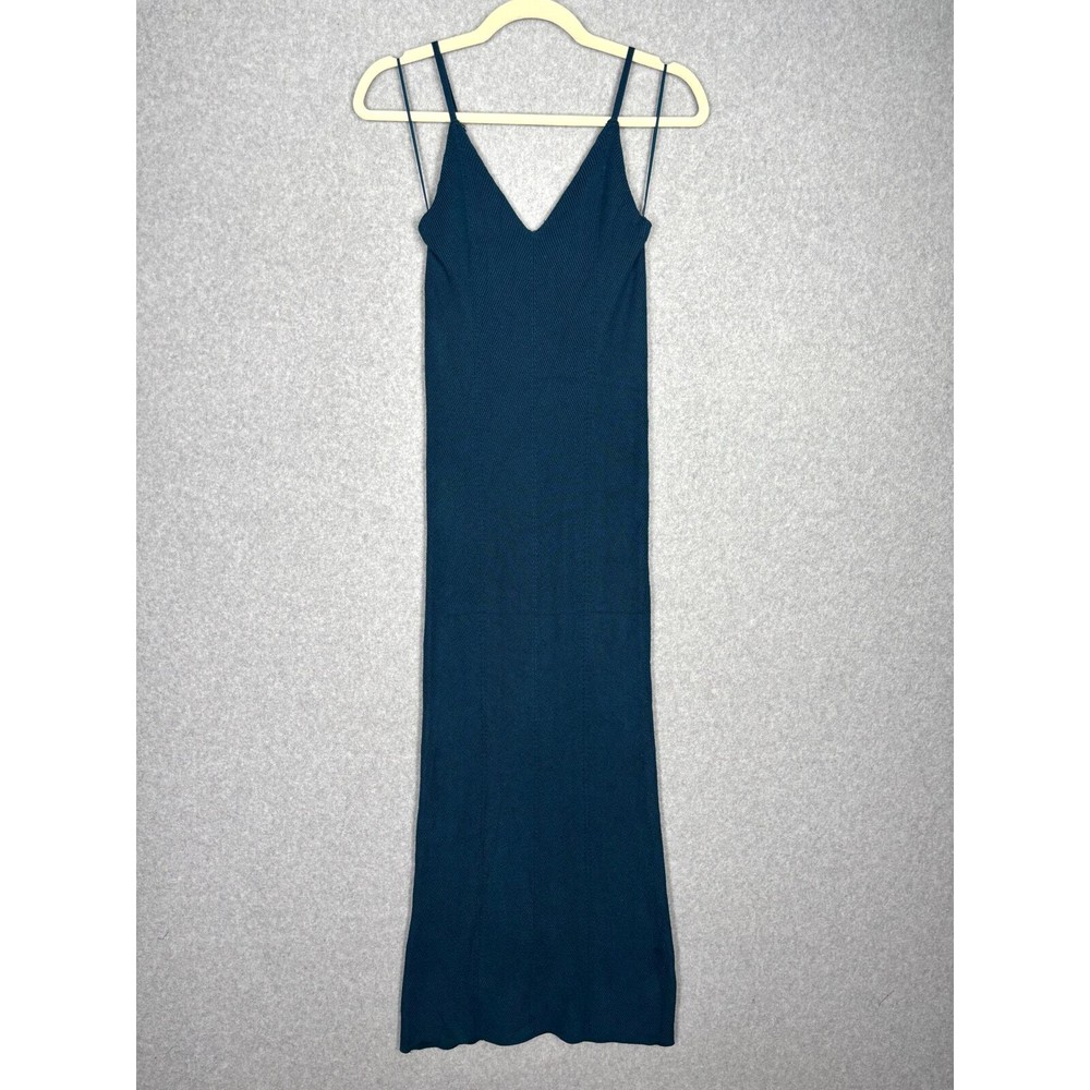 Freshman 1996 Dress Small Blue Teal Sweater Knit Ribbed Tank Tight Preppy Basic