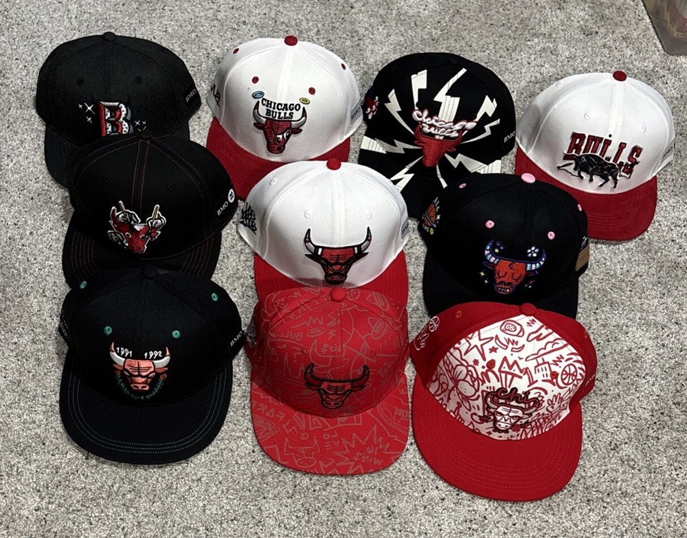 RARE Lot Of 10 Chicago Bulls Artist Series SNAPBACK HAT - NWOT