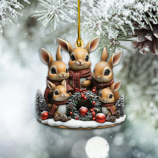 Personalized Bunny Family Christmas Ornament  Rabbit Ornament Holiday Gift Decor