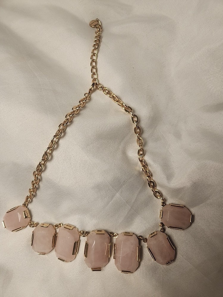 Talbots Rose Quartz Semi Precious Stones Pink Statement Necklace