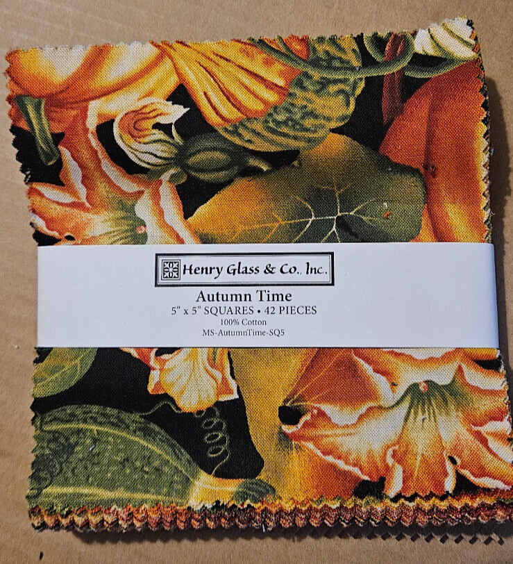 Henry Glass Autumn Time 5x5 42pc Fall Floral Paisley Plaid Fabric Set