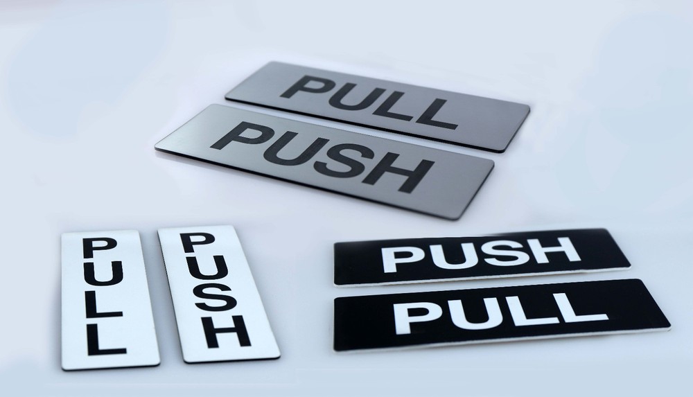 FLASH SALE PUSH PULL SIGN DOOR BUILDING OFFICE LASER ENGRAVED-image