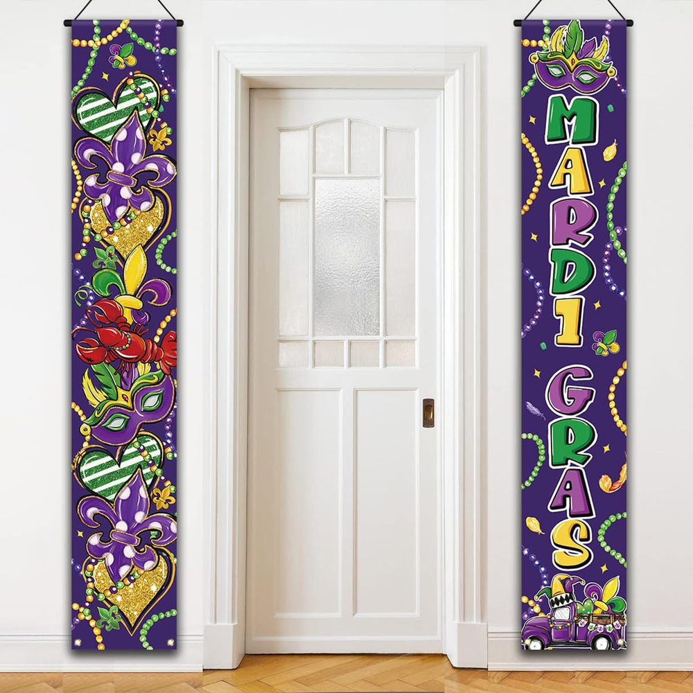 Mardi Gras Porch Banner New Orleans Brazi Carnival Welcome Sign Fat Tuesday Masq
