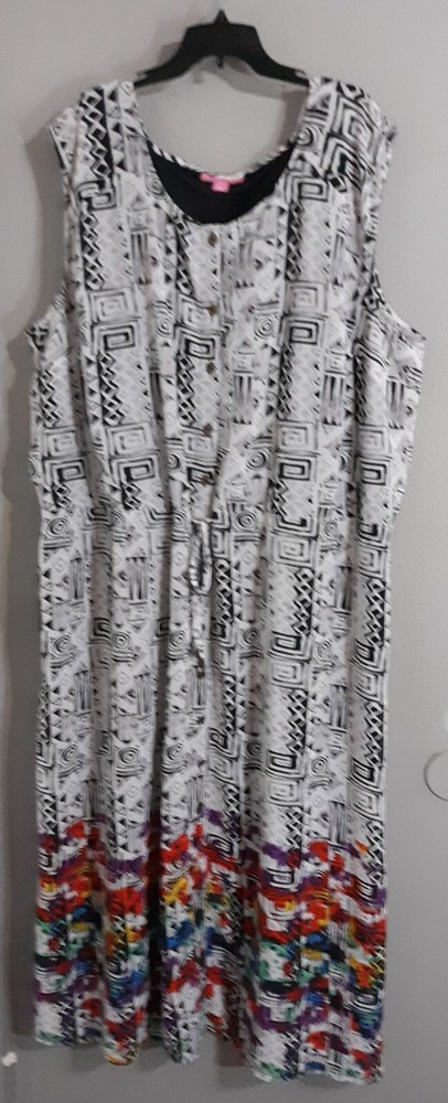 New-Woman’s Woman Within Sleeveless/button Up Maxi Long Dress.Boho Style.sz 34w