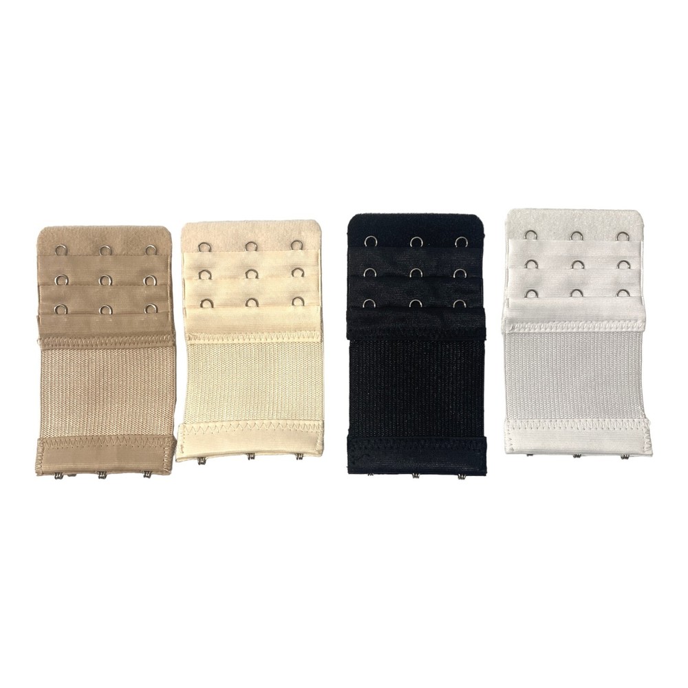 KTOBTEL 3-Hook Bra Extender Set of 4 in Multicolor Elastic Straps