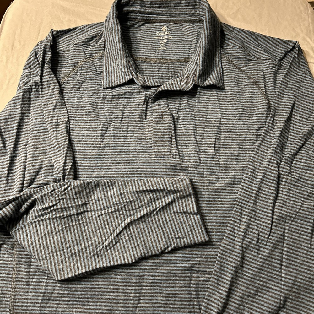 Coolibar UPF 50+ Navy Blue Long Sleeve Polo Shirt Mens Size XXL