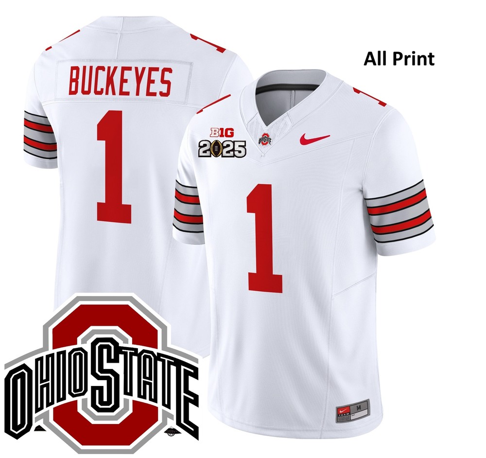 OhioxStatexBuckeyes #1 Heritage Stripe 2025 CFPxFinal Jersey – All Print