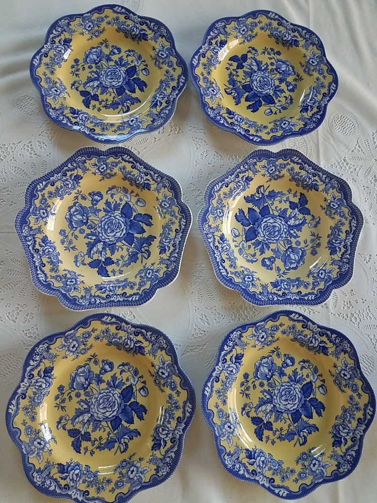 Spode Blue Room Garden Coll. ROSA (6) Luncheon/Dessert Plates MAKE OFFER NOW