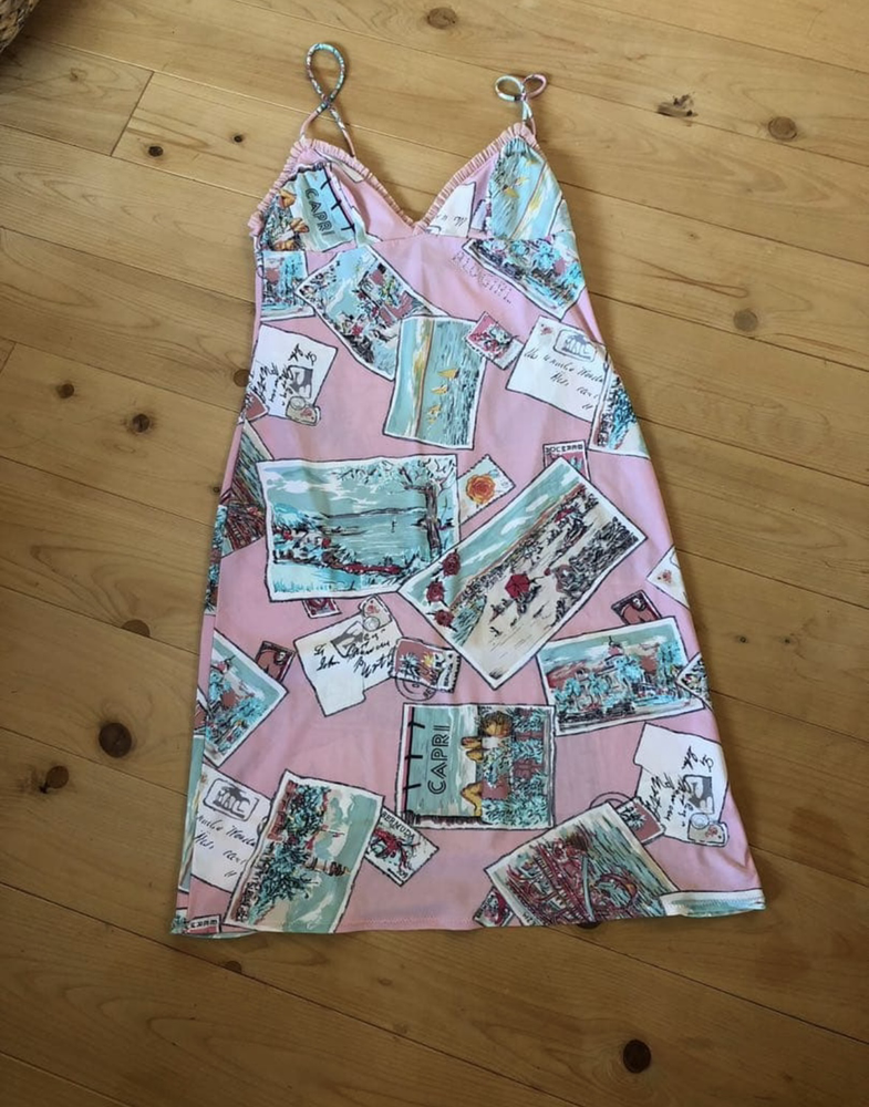 Vintage Blugirl Blumarine Camisole Dress Pink Print USA8 I42