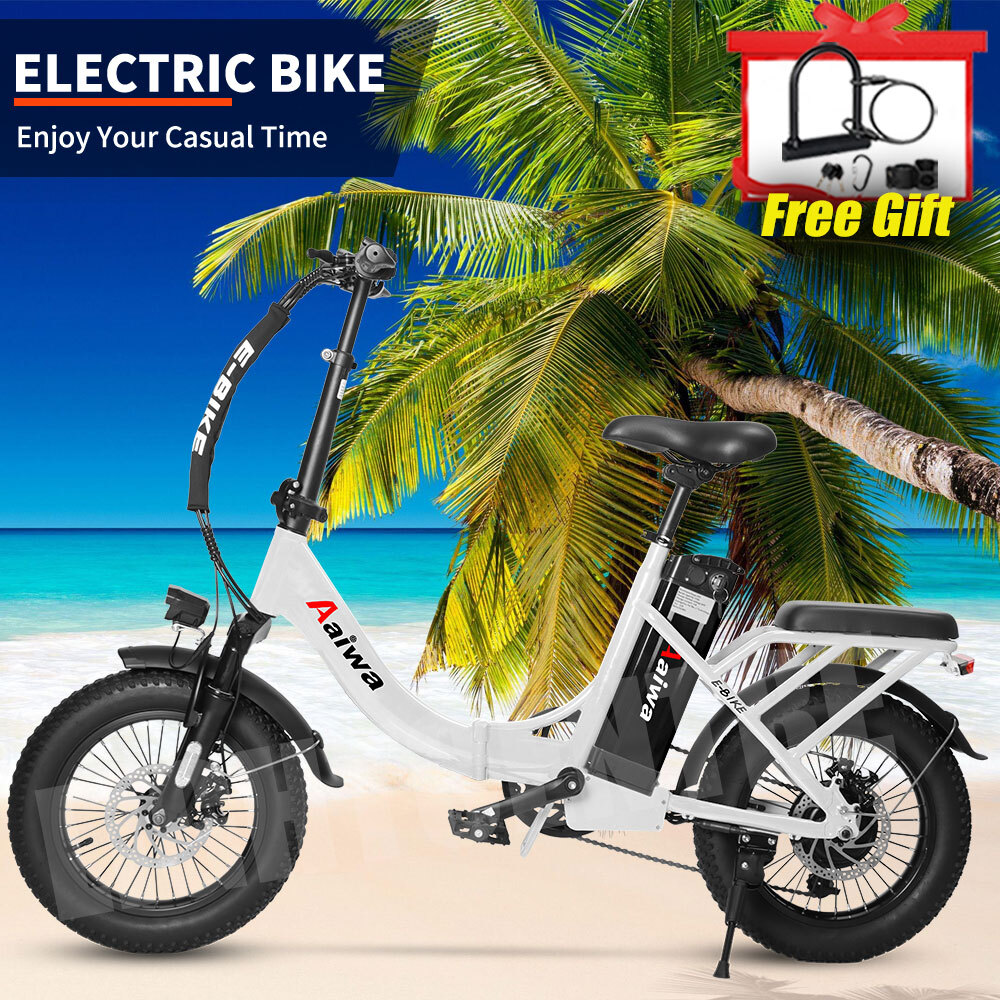 E-Bike 16'' Folding Electric Bike Beach  Bicycle City Commuter Adults Ebike