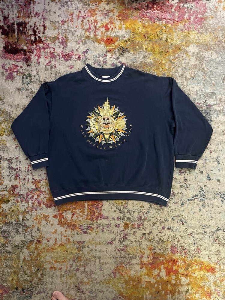 Rare Vintage 90s Walt Disney World Tour Embroidered Sweatshirt Pullover Size 2XL