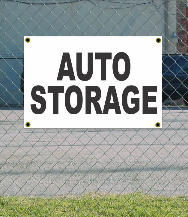 2x3 Auto Storage Banner Sign – Black & White, Discount Size & Price, New