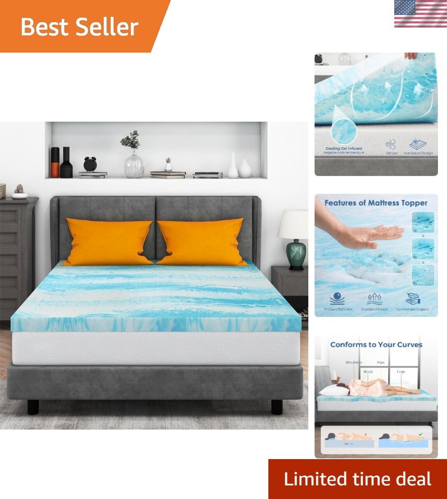 3 Inch Gel Memory Foam King Mattress Topper for Enhanced Comfort