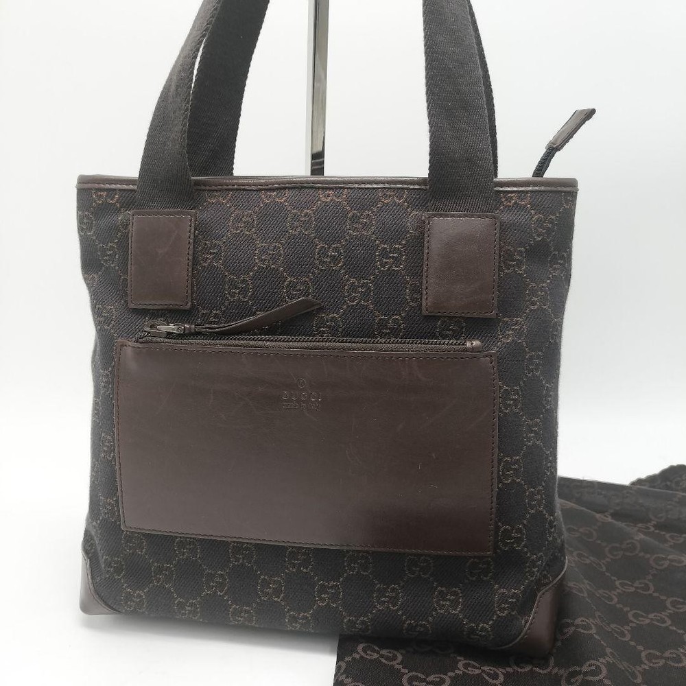 Gucci Dark Brown Leather Large Tote Bag Handbag New