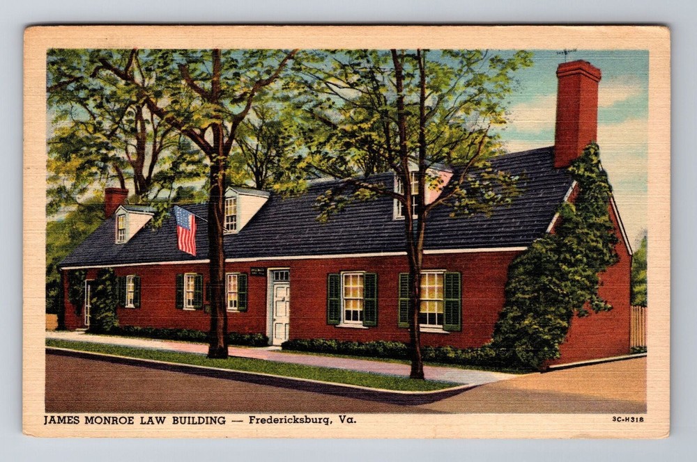 Fredericksburg VA-Virginia, James Monroe Law Building, Vintage c1959 Postcard