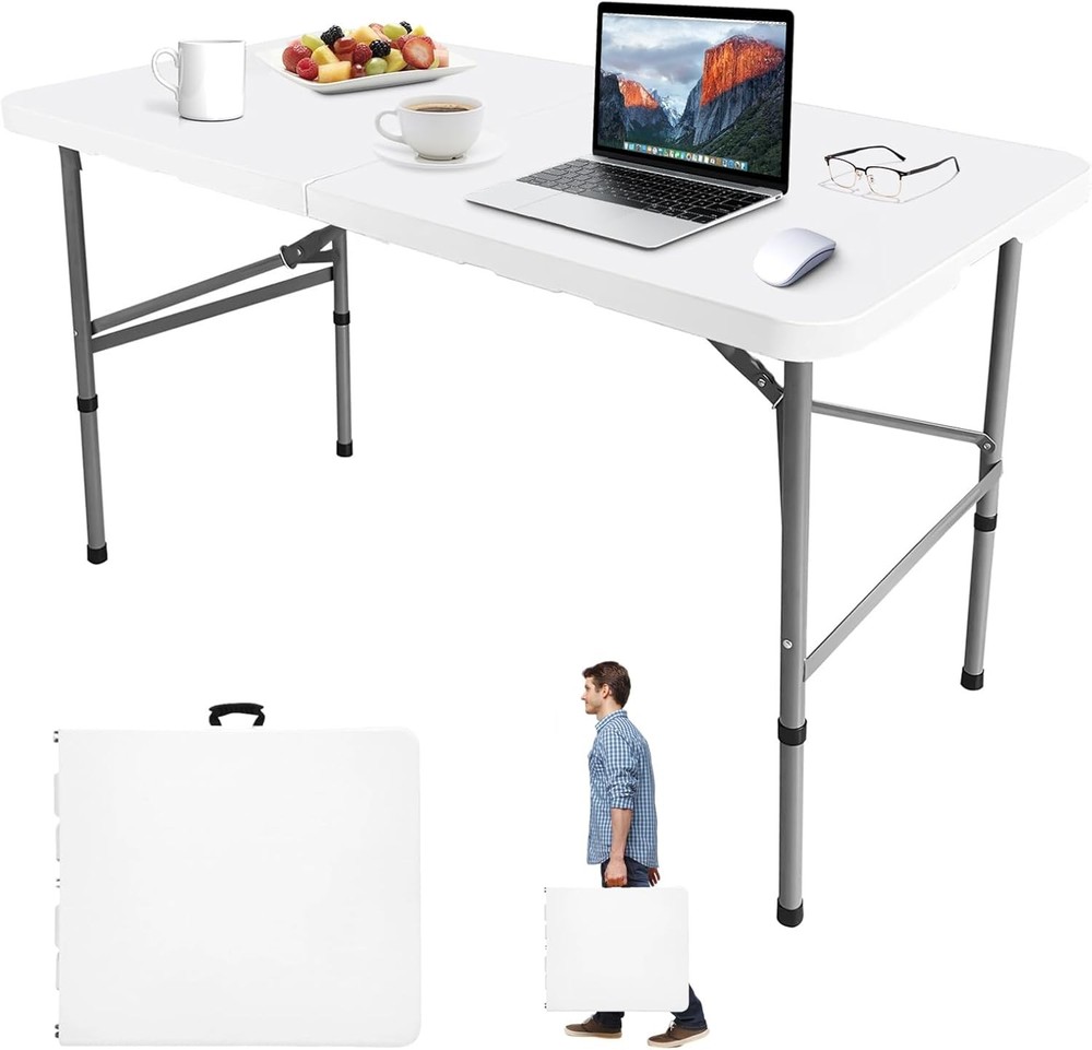 Camp Field 4FT Folding Table, Portable Heavy Duty Rectangular Folding Utility T