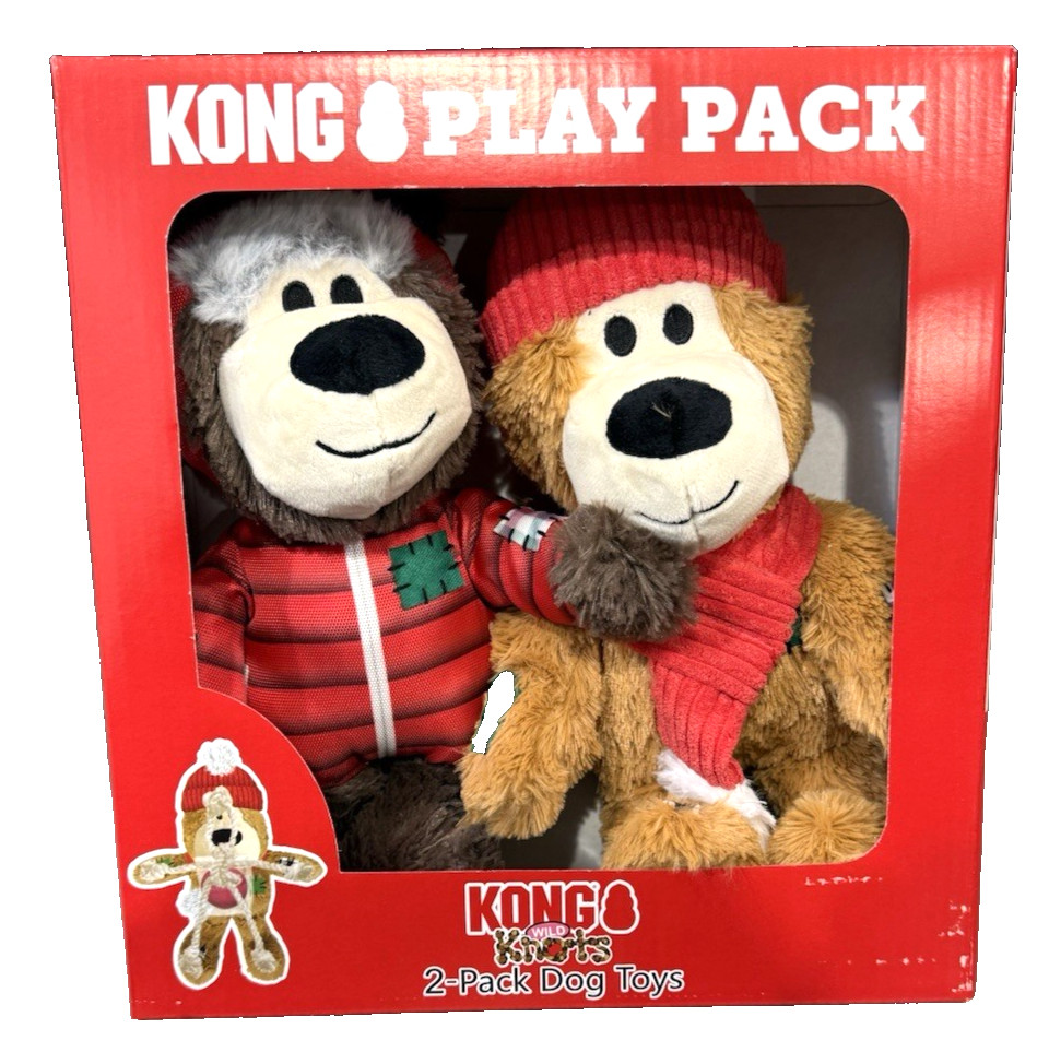 KONG Wild Knots Dog Toy Play Pack – 2 Pack, Durable Plush with Rope & Squeaker