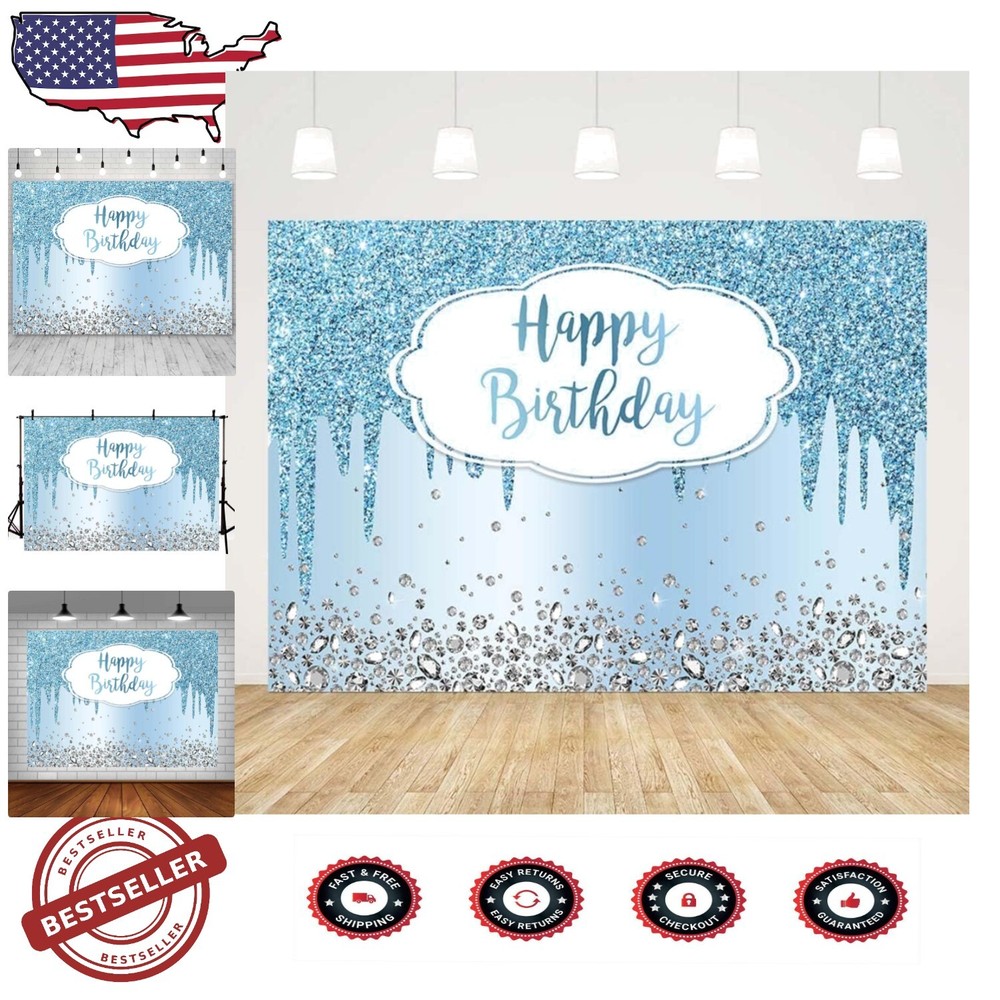 Vibrant 10x7ft Crystal Diamond Photography Background for Birthday Celebrations