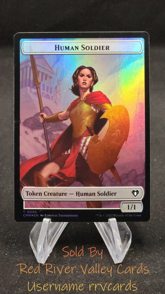 1x Human Soldier   Elemental (0037) Double-Sided Token FOIL - Commander Masters-image