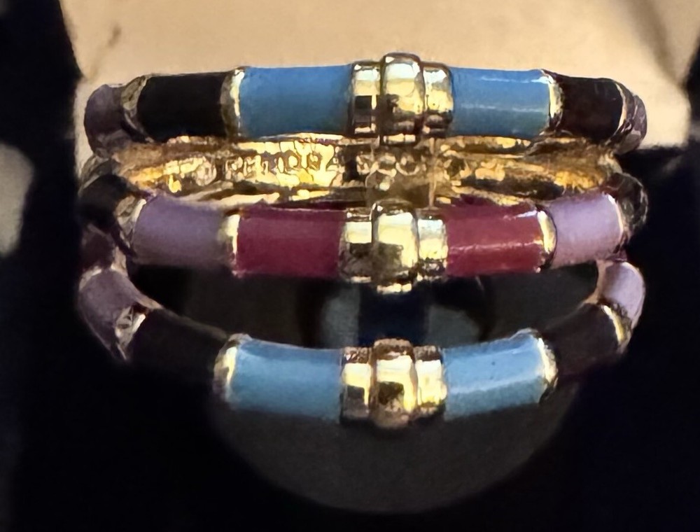 Kendra Scott Essie Gold Triple Band Ring in Orchid Blue Black Size 8