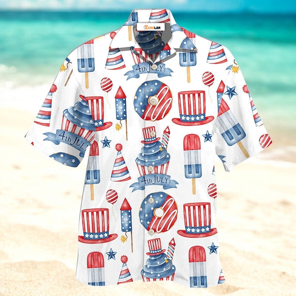 Men’s America Independence Day Art Hawaiian Shirt US Size Summer Style