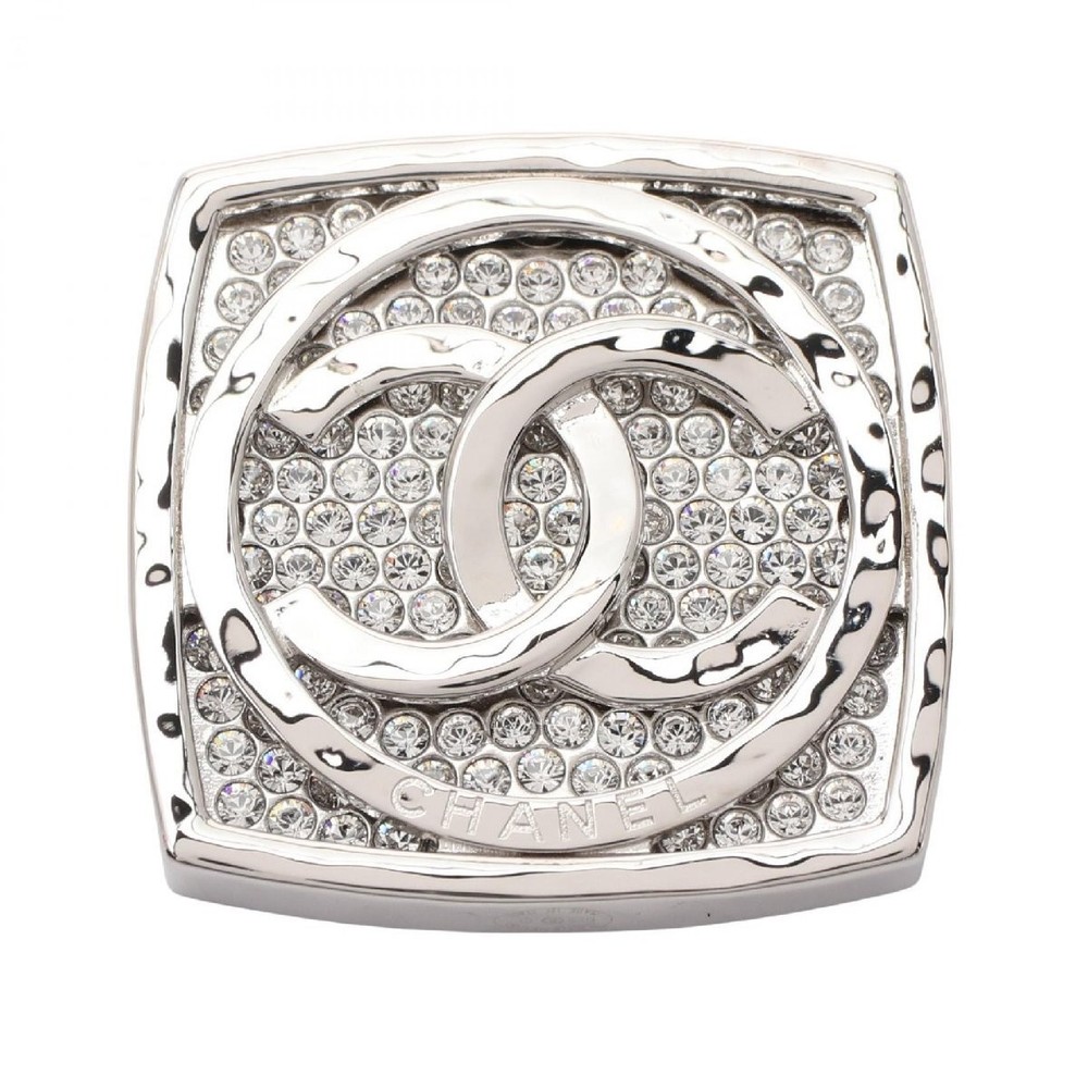 Chanel Coco Mark Square Brooch in Stainless Steel with Crystal Accents 689893