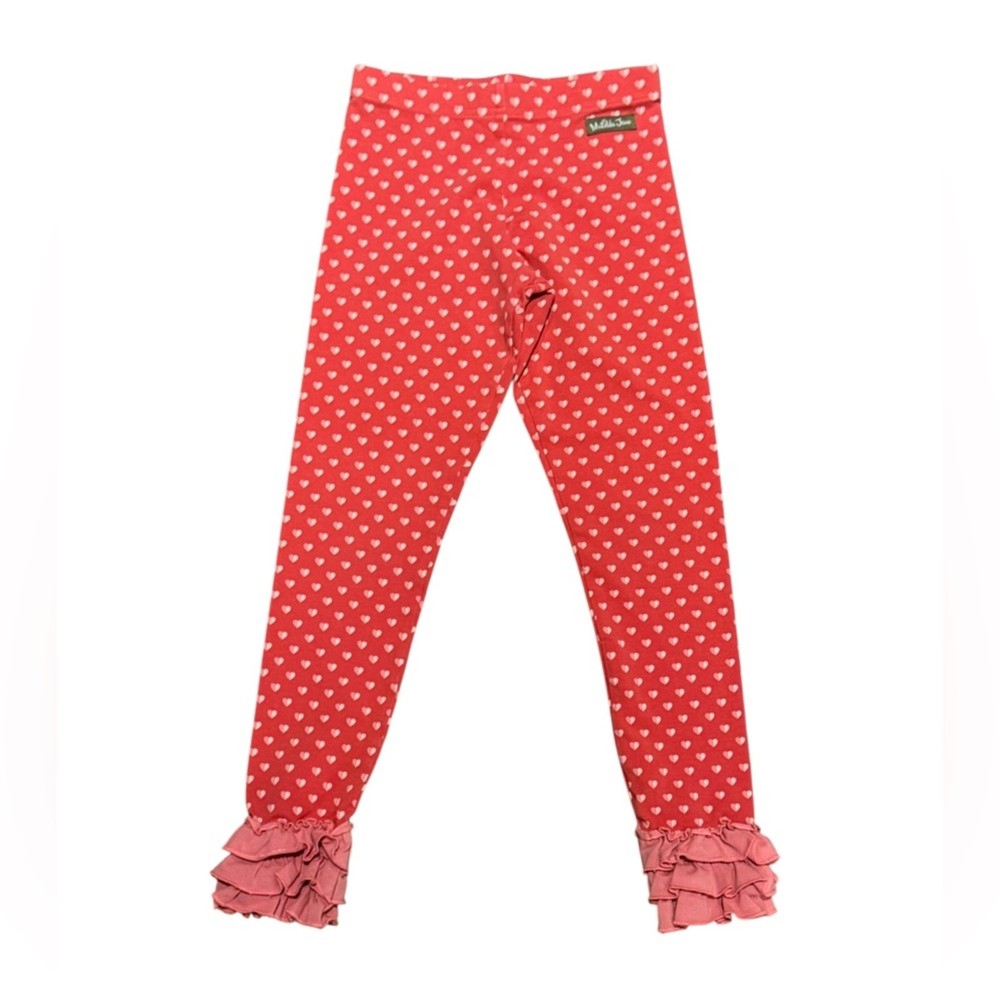 Matilda Jane Red Heart Leggings with Ruffle Trim Girls Size 8