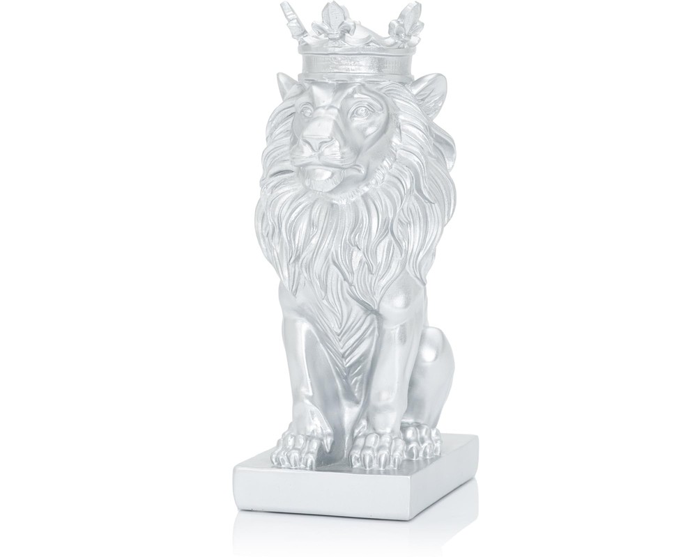 Lion Statue Decor, Timeless Symbol of Strength, Silver Accent Fengshui Lion H...