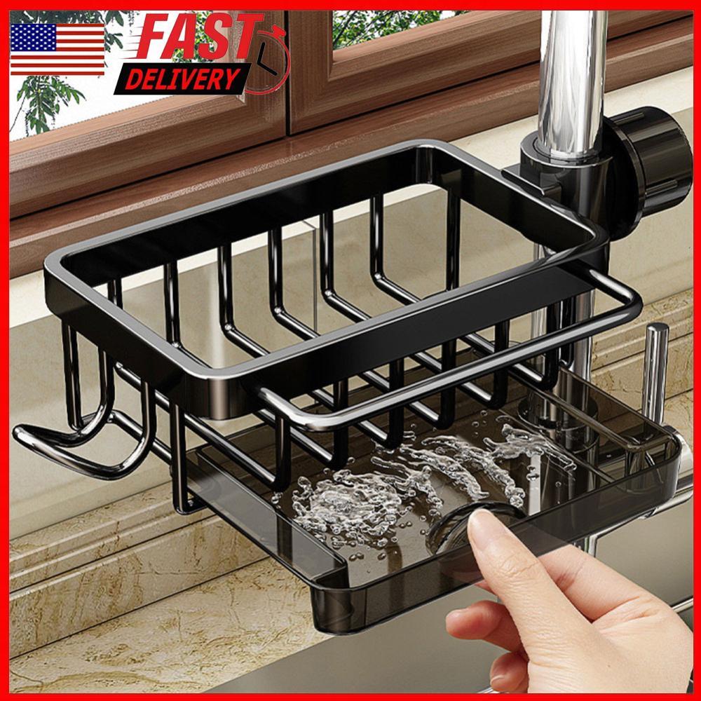 Durable Detachable Kitchen Sink Faucet Organizer with Sponge Holder