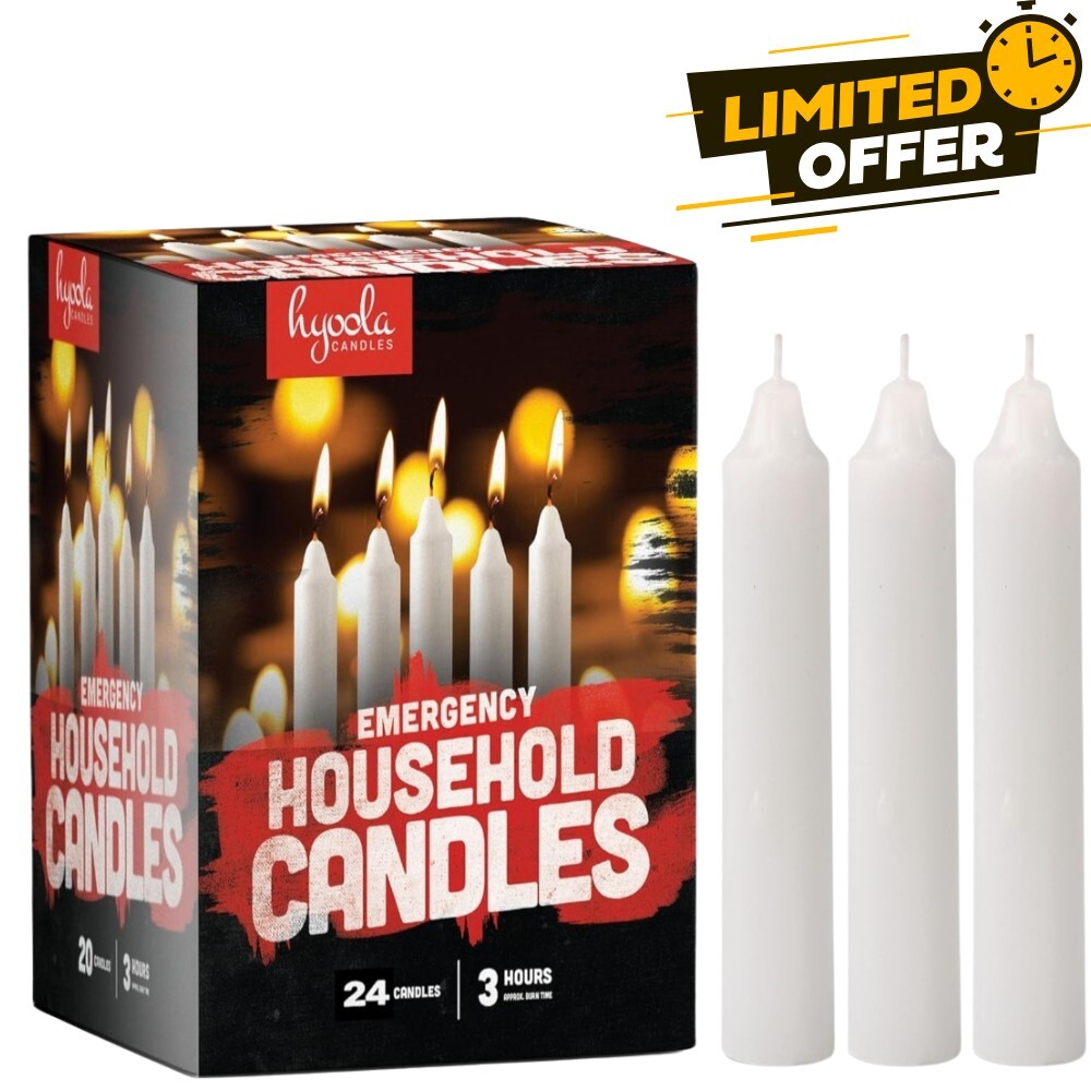 Emergency Candles, White Short Taper Candles, Unscented, Emergency Candles...
